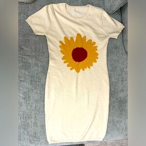 Long knit short sleeve top